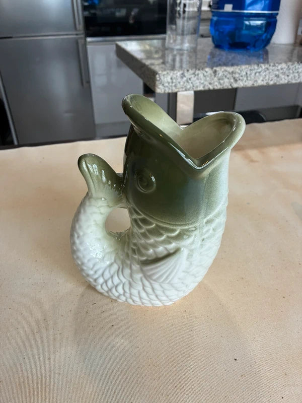Jarrón Verde musgo degradado a crema