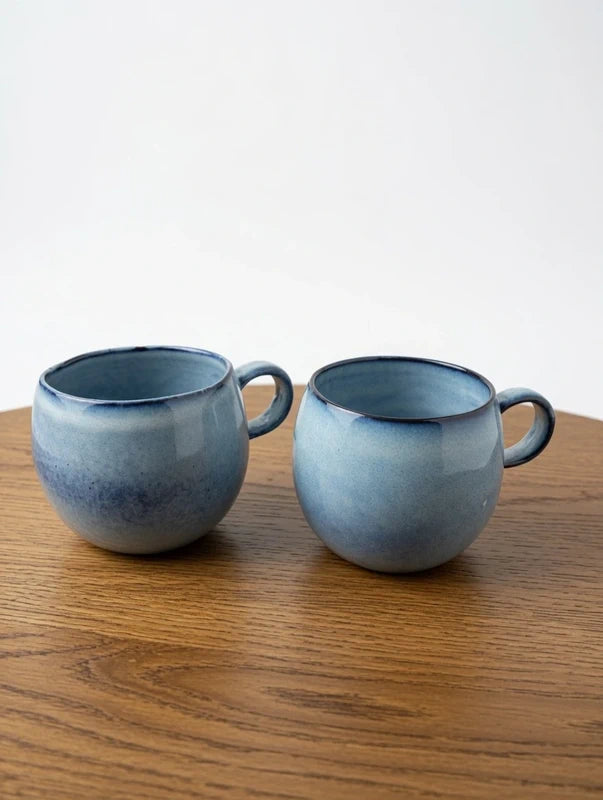 Pack 2 Taza Mug Tasse Becher Azul Niebla Brillante